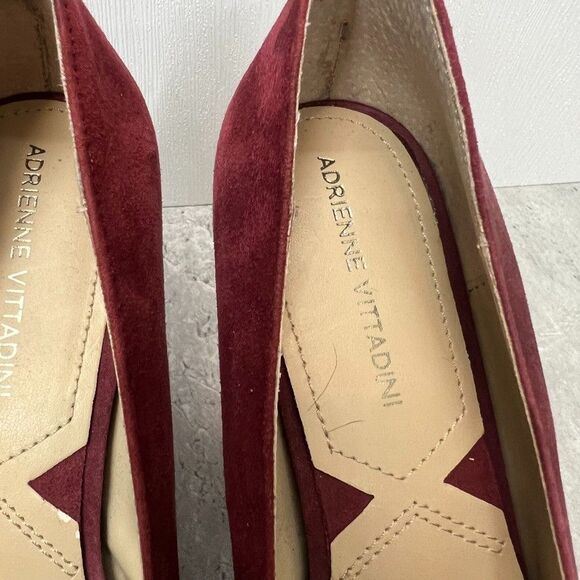 Adrienne Vittadini Prestin Burgundy Suede Platform Pumps Heels Womens Size 8M - Picture 5 of 11